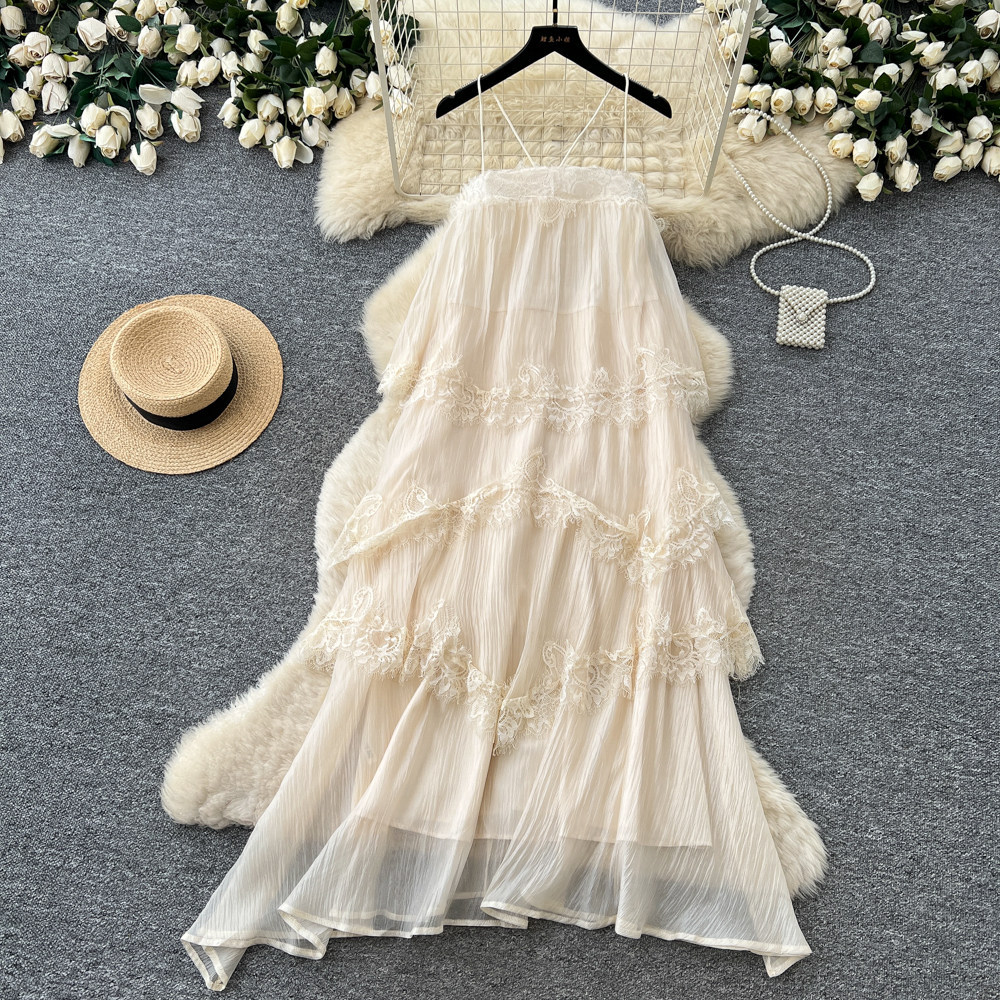 Sleeveless Lace Slip Dress French Style Backless Flattering Fit Summer Vacation Wholesale Available