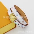 Double circle white color + gold buckle