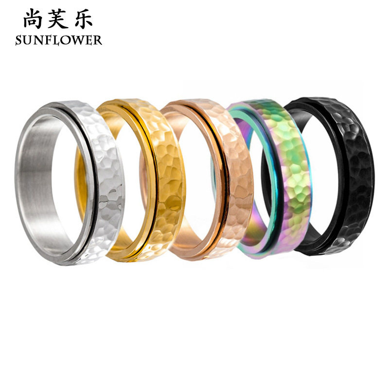 Personalized creative irregular pleated 6mm wide ring Europe...