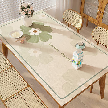 2025 New Double-Sided Leather Tablecloth, Simple Style, High-Looking Oil Painting Dining Table, Coffee Table Mat, Waterproof and Oil-Proof