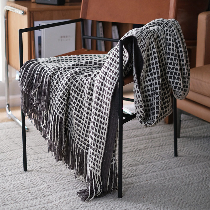 New Waffle Knitted Nordic Style Simple Blanket Ready for Delivery Wool Blanket