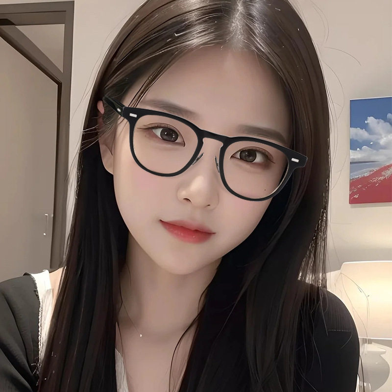 Korean Style Acetate Black Frame Glasses Gm No-Makeup Magic Tool 6051 Can Be Fitted with Prescription Optical Lenses Eyeglass Frames Myopia Glasses