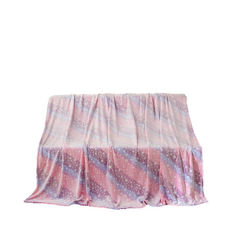 New Luminous Rainbow Unicorn Pegasus Star Flannel Coral Velvet Blanket Bedroom Dormitory Office Multi-Function