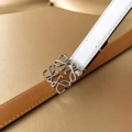 Silver buckle white top layer cowhide