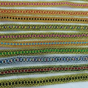 1.4cm gold and silver silk 8 character centipede ribbon diy ethnic style retro dance dress placket decorative accessories lace