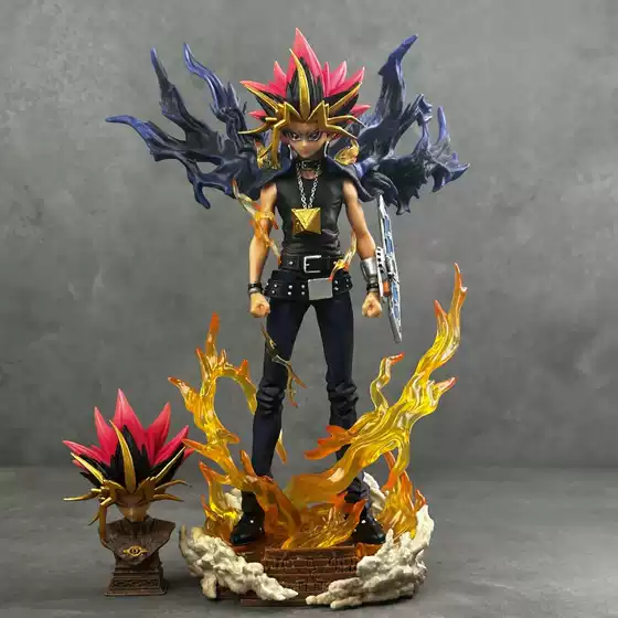 Yu-Gi-Oh Aftershock Dimenon Dark Side Dark Game Return Double-headed Sculpture Can Change Animation Hand-made Model Ornaments