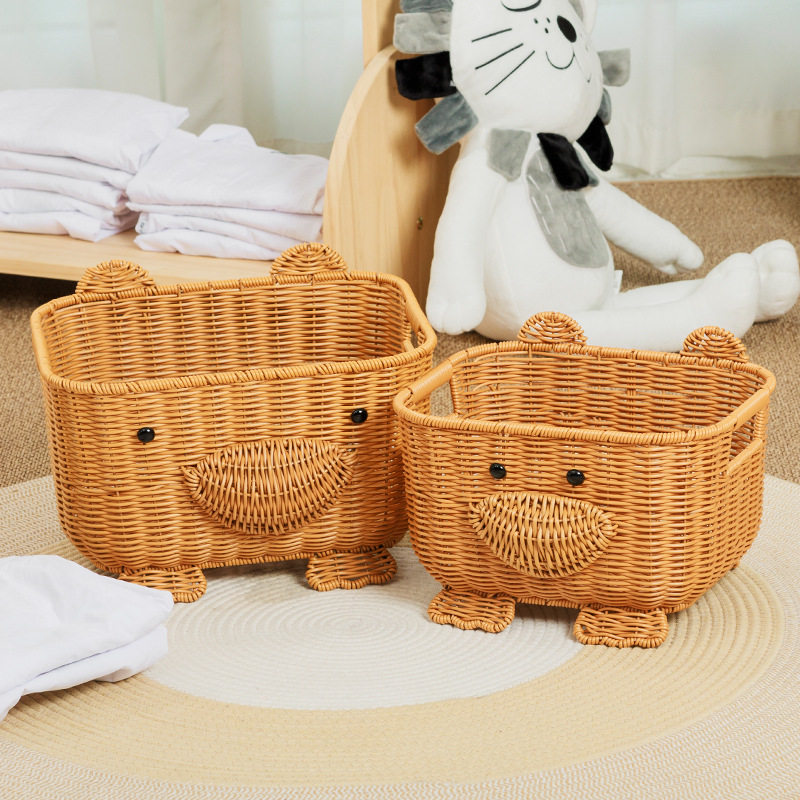 Fruit Plate Rattan Storage Fruit Plate Cute Desktop Knitted Bread Basket Living Room Kitchen Storage Basket Snack Storage Basket