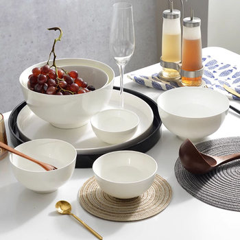 Tangshan bone china bowl household white rice bowl rice bowl ceramic bowl noodle bowl tableware white porcelain bowl simple rice bowl soup bowl