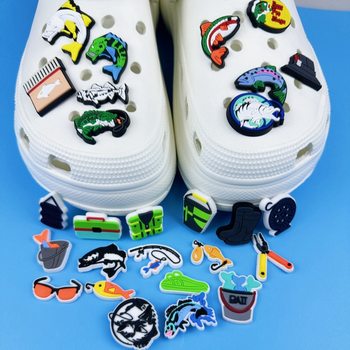 New Creative Fishing Gear Series Clogs Shoes Flower Shoe Buckles Wrist Straps Accessories Non-Slip Women's Shoes Breathable