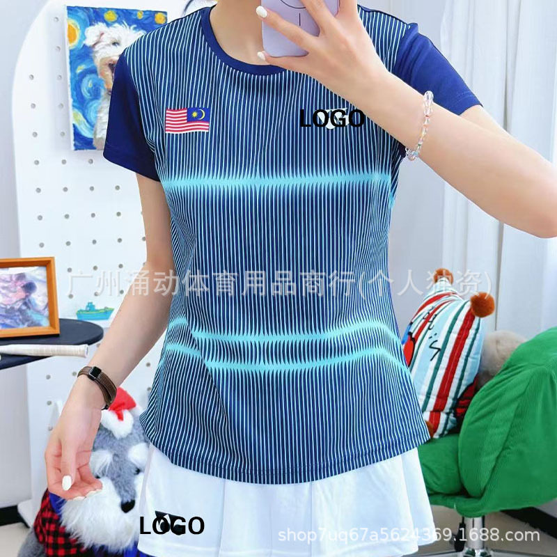 ชุดกีฬาแข่งขันแบดมินตันมาเลเซีย เสื้อกล้ามแขนสั้น ไม่มีแขน ชุดแบดมินตันแบบยูนิฟอร์ม ใช้ได้ทั้งชายและหญิง