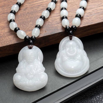 Dongling Jade White Jade Guanyin Maitreya Buddha Pendant Activity Gift Pixiu Men's and Women's Necklace Glass Jewelry Prayer