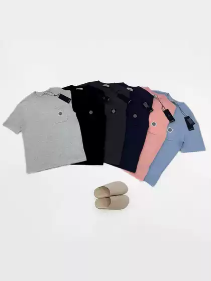 Short-Sleeve Cross-Border Crew Neck Small Logo Classic Solid Color Embroidered Ius Style T-Shirt for Men and Women Stone Foreign Trade Basic Style