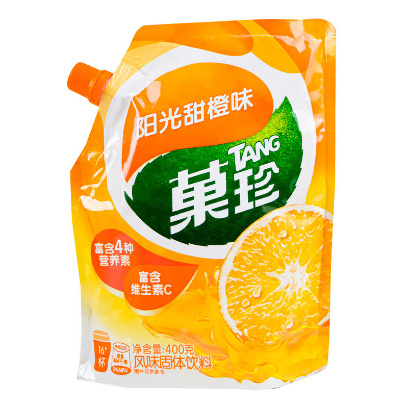 Guozhen Sweet Orange Flavor 400g Guozhen Peach Flavor Lemon Orange Juice Flavor Solid Beverage Instant Bag Wholesale