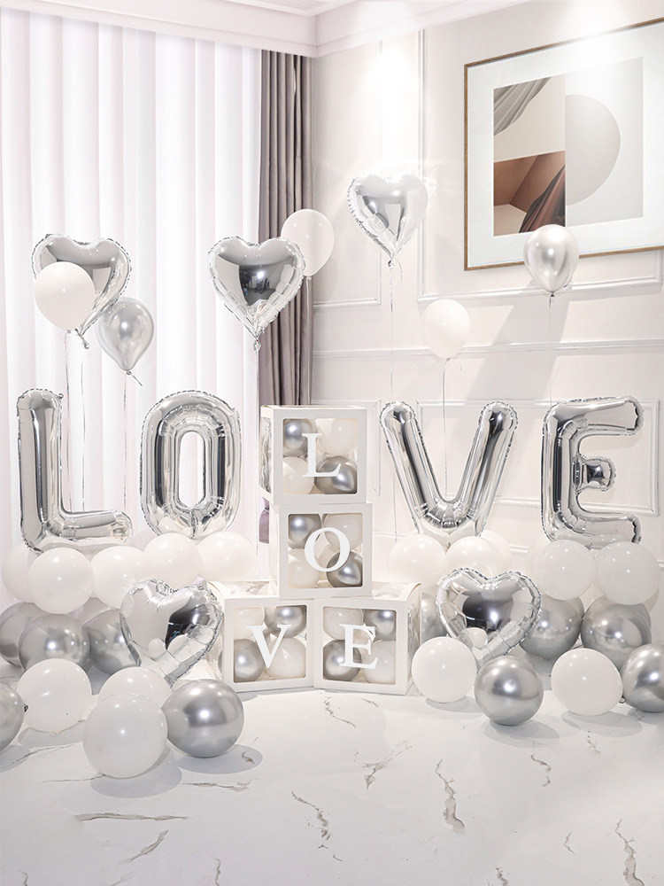 New Year's Day Annual Meeting Balloon Decoration Love Confession Romantic Proposal Indoor Wedding Scene Atmosphere Setup Engagement
