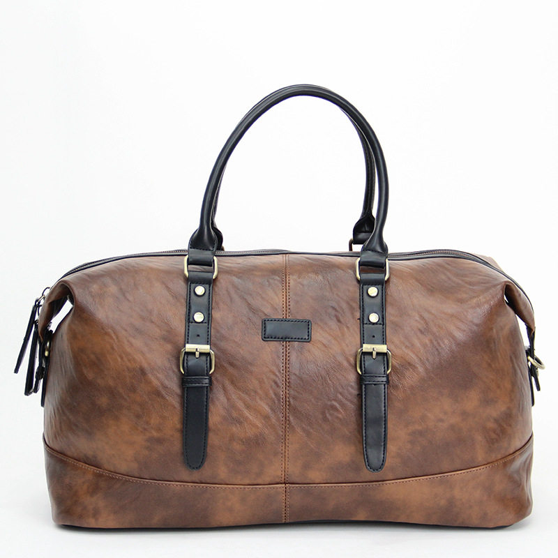 European and American Soft Leather Travel Boarding Bag, Retro Trendy Fitness Bag, Large Capacity Handbag, Fashionable Shoulder Crossbody Bag