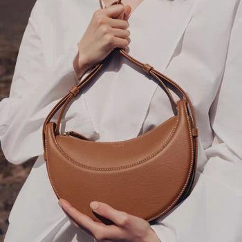 French polene Niche Shoulder Crossbody Bag Women's Bag Paris Genuine Leather Crescent Bag Litchi Underarm Saddle Bag
