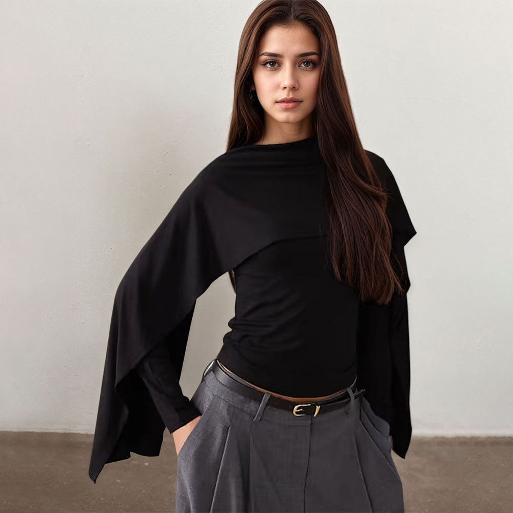 Dark Aesthetic Womens Cape Sleeve Top High End Design Unique Style Spring Summer Fashion Wholesale Available