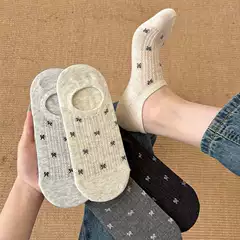 Bowknot Socks for Women, Summer Pure Cotton Socks, Mesh Boat Socks, Sweet and Cute Women's Socks, Summer Low-Cut Anti-Odor Invisible Socks, Cotton Socks
