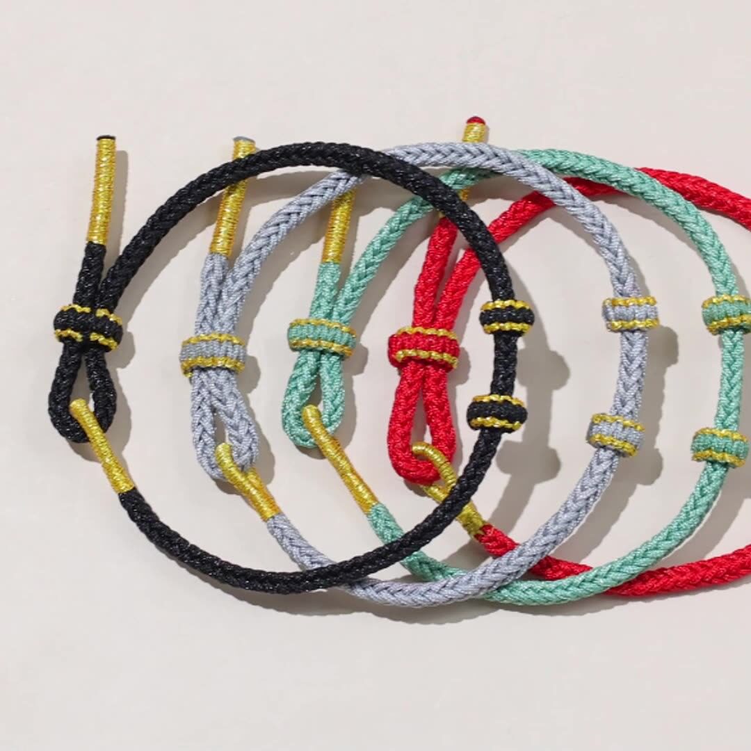 Finely Braided Eight-Strand Braided Rope Semi-Finished Product Wearable Bead Bracelet DIY Couple Unisex Bracelet Free Braided Bracelet Red Rope