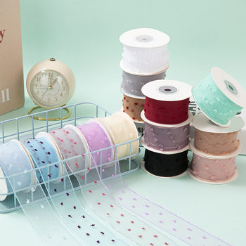 2.5cm Flower Packaging Gauze Ribbon Bubble Cotton Ribbon Gauze Ribbon Bouquet Ribbon Floral Wave Decoration Flower Shop Supplies