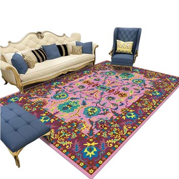 American Bohemian Retro Carpet Floor Mat Living Room Mat Bedroom Bathroom Entrance Mat Bay Window Mat Wholesale Crystal Velvet
