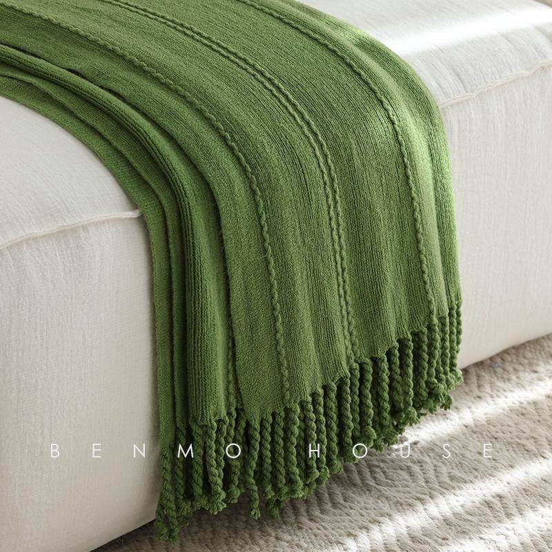 Log Style Knitted Casual Blanket Sofa Decorative Blanket Its Color Model Room Soft Decoration Nap Blanket Towel