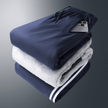 Autumn and Winter Warm Fleece-Lined Pants for Students, School Uniform Pants in Dark Blue and Black, Suitable for Elementary, Middle, and High School, Thickened and Fleece-Lined for Winter