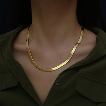 4mm blade necklace men's and women's lovers necklace 24k gold vacuum plating color lasting necklace wholesale