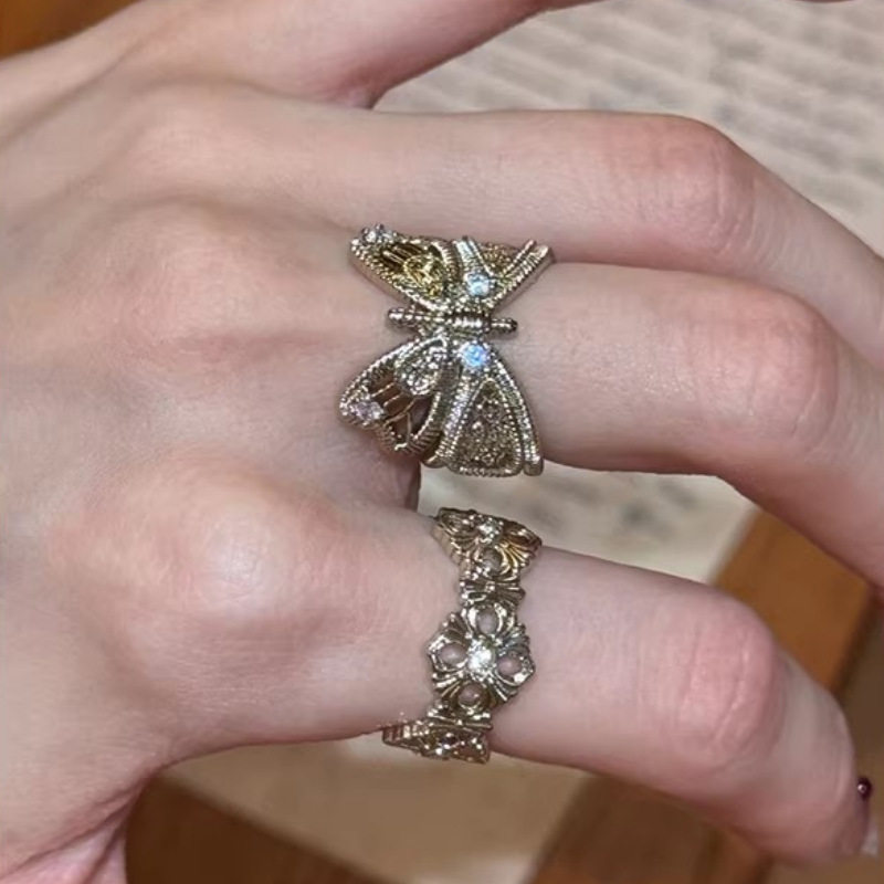 Vintage mid-century style light luxury filigree butterfly ho...