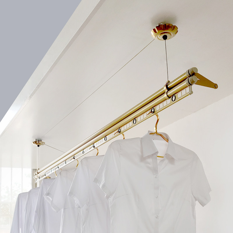 Cooling Clothes Hanger Adjustable Small Balcony Single Pole Drying Quilt Pole Indoor Shrinkable Single Row Drying Clothes Hanger Installation Hand Drying Donglong