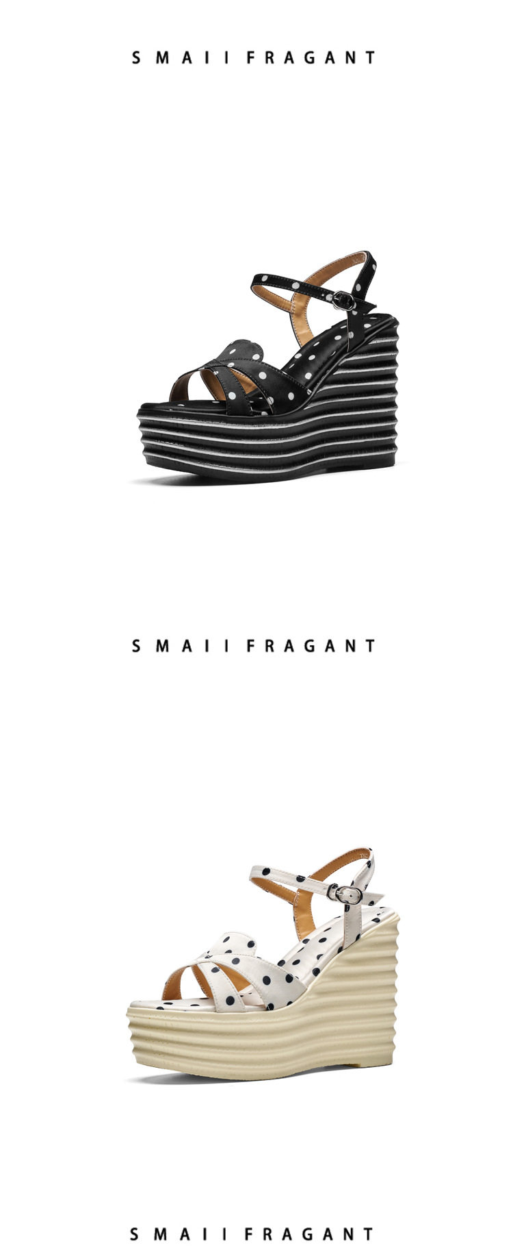 Sandal quai ngang nữ cao gót đế xuồng 12 cm phong cách Hàn Quốc — [Trắng], [Đen] chi tiết 5