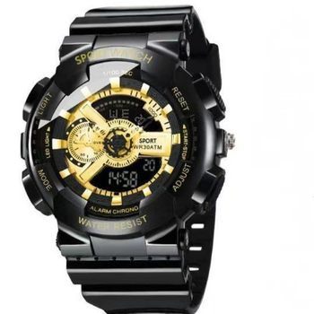 Multifunctional sports electronic watch student watch PU strap dual movement calendar week alarm clock hour large dial