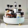 Rotating Seasoning Storage Rack Multifunctional Kitchen Desktop Storage Tray Round Fruit Tray Cosmetic Storage Box