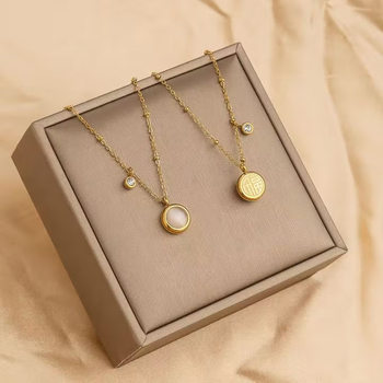 Cross-Border Popular All-Over Titanium Steel Cat's Eye Diamond Necklace Women's Simple Pendant Temperament High-End Light Luxury Jewelry Wholesale