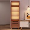 Bookcase Modern Simple Vertical Cabinet Household Bookshelf Floor Storage Rack Living Room Storage Cabinet Small Narrow Cabinet Dust-proof Display Cabinet