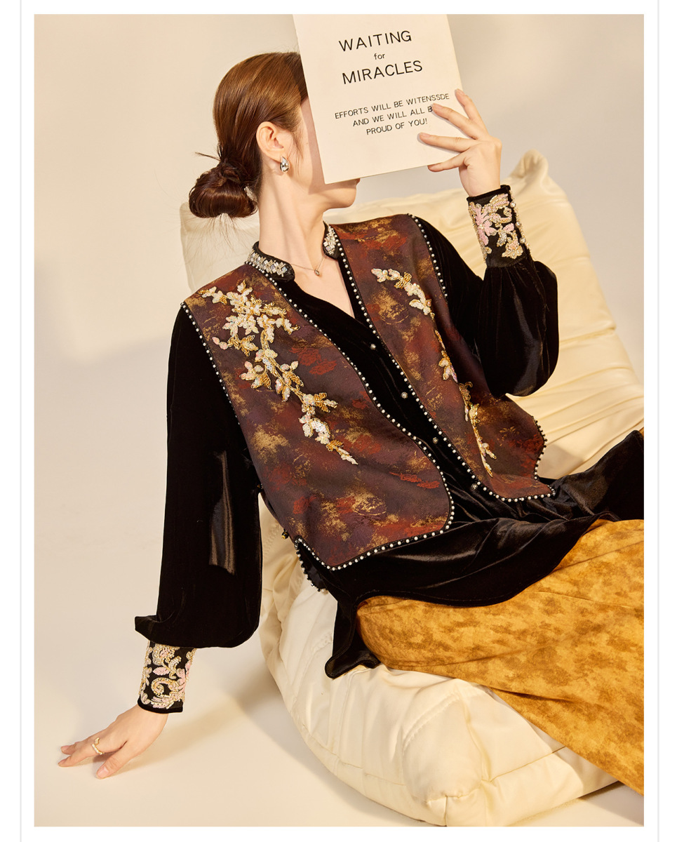Áo gile nữ dáng vest thêu hoa không tay phối cúc — Áo gi - lê (7 ngày)