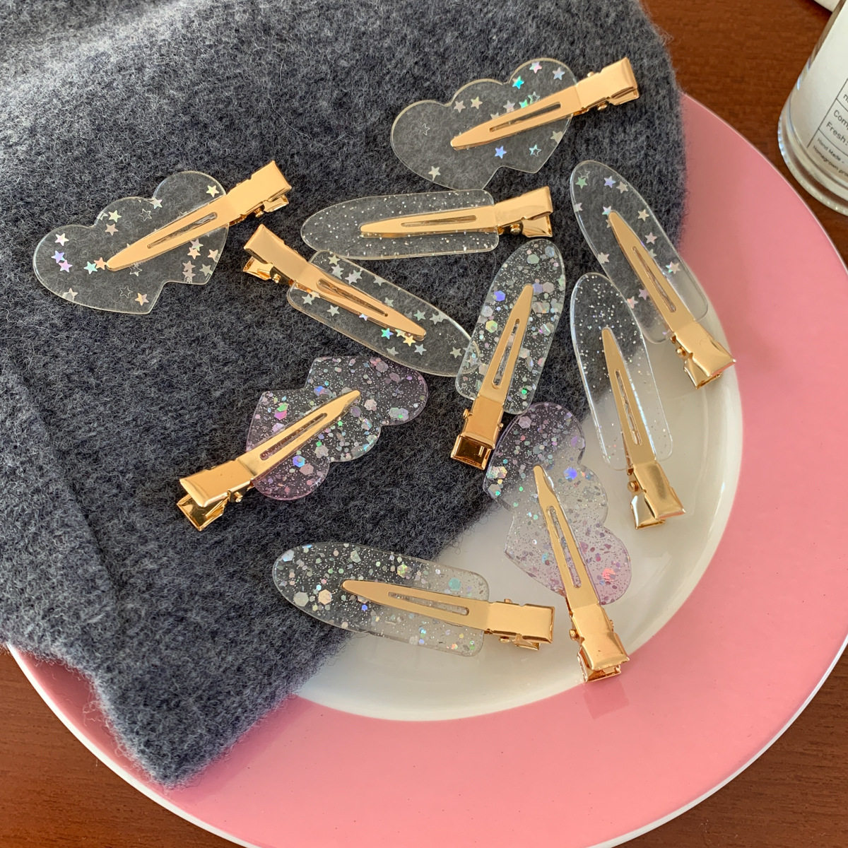 人鱼泡泡 高颜值透明ins风无痕发夹女侧边刘海夹前额化妆夹小卡子