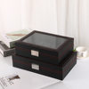 New Watch Storage Box Jewelry Packaging Pu Leather Painted Wooden Box Transparent Skylight Watch Packaging Display Box