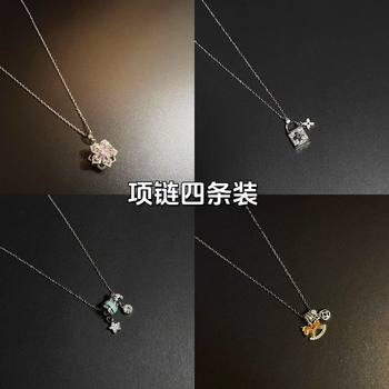 Vintage Silverbloom Necklace for Women Ins Pink Bauhinia High-Value Pendant Clavicle Chain
