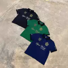 Gothic High-Street Printed Stand-Collar Short-Sleeve Polo Shirt American Retro Wholesale Clothing