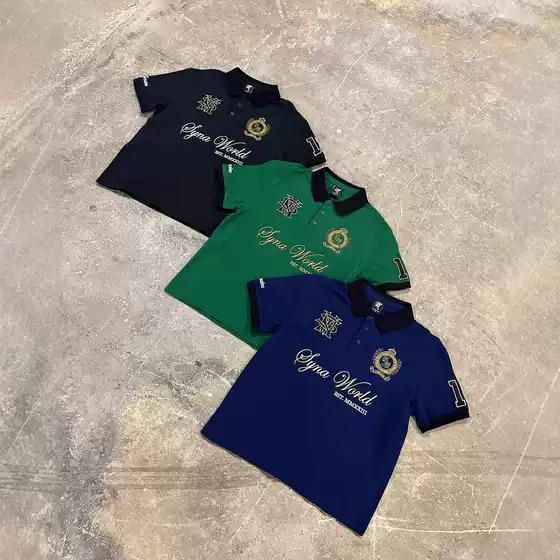 Gothic High-Street Printed Collar Short-Sleeve Polo Shirt, American Retro Style, Cross-Border Wholesale
