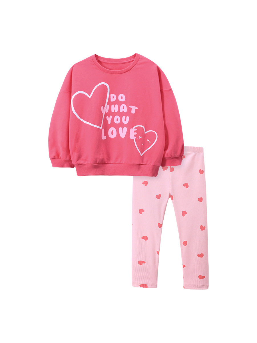 New Autumn Girls' Hoodie Set, Cartoon Kids' Clothing, Long-sleeve Cotton Kids' Set