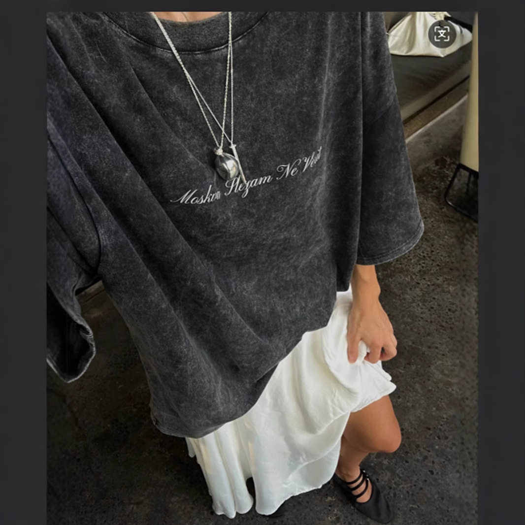 Loose Fit Korean Style Short Sleeve T Shirt for Women Vintage Wash Design Casual Summer Top Wholesale Available