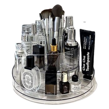 Rotating Cosmetic Storage Box Light Luxury Desktop Cosmetic Brush Storage Tube Dressing Table Cosmetic Skin Care Storage Rack