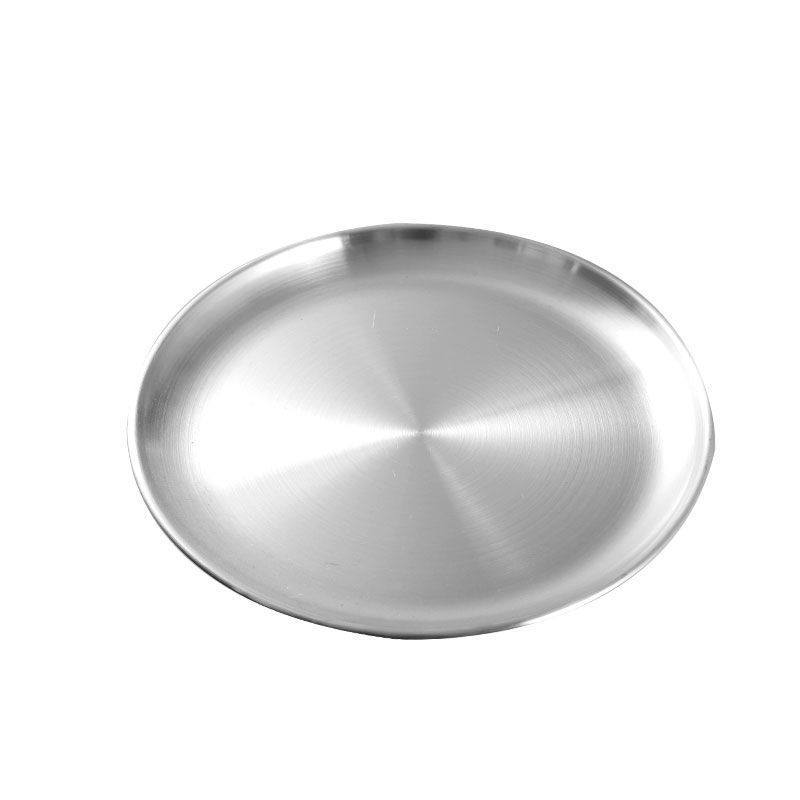 Korean-style Stainless Steel Thickened Plate Round Barbecue Plate Cake Plate Western Food Self-service Sweet Plate Flavor Dish Drawing