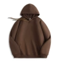 Brown chinese cotton hooded sweatshirt
