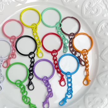Colorful Paint 25 Key Ring Ring Hanging Twist Chain Lobster Clasp Candy Color Creative DIY Jewelry Accessories Key Chain