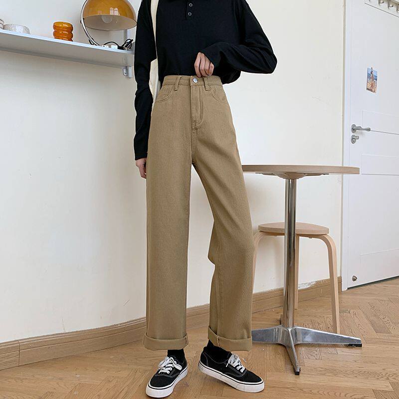 Womens High Waisted Wide Leg Jeans Loose Fit Straight Cut Casual Style Trendy Streetwear Wholesale Available