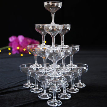 Thickened Acrylic Champagne Glass Plastic Goblet Celebration Opening Bar Wine Glass Wedding Props Champagne Tower Cup