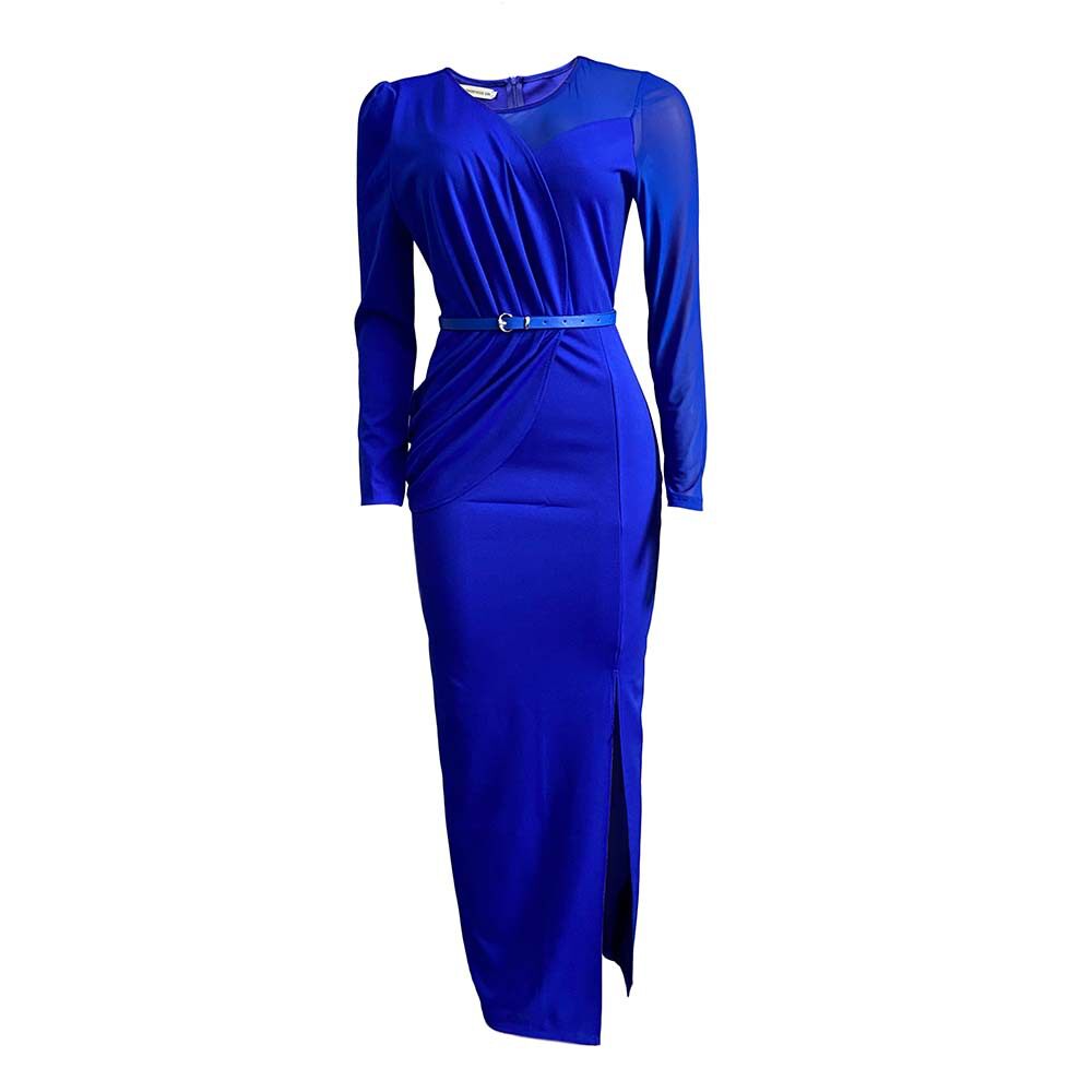 Plus Size Fashion Maxi Dress Sheer Paneling Solid Color Elegant Split Design Evening Wear Special Occasions